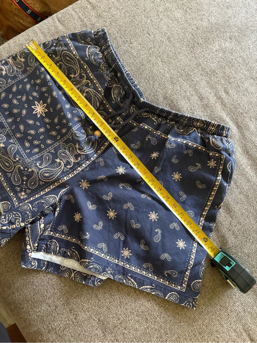 Navy Bandana Print Drawstring Women's Shorts